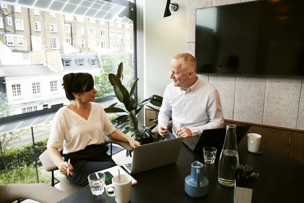 Man and Woman Discussing. Property Management