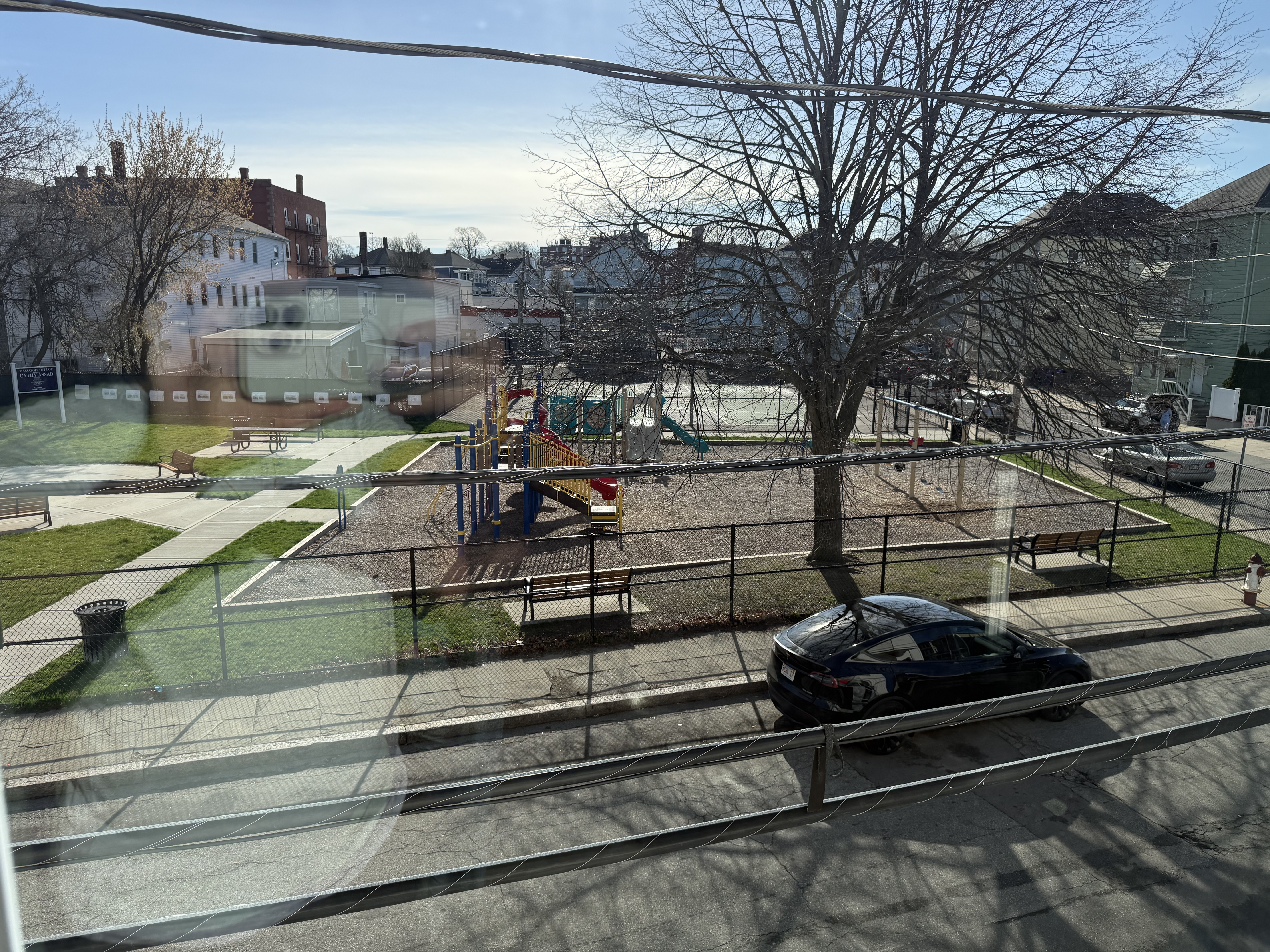 View of Massasoit Park Basketball Court from the apartment windows